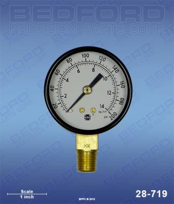 Bedford - BEDFORD - GAUGE, 1/4" NPT BTM MNT, 0-200 PSI, 2" - 28-719