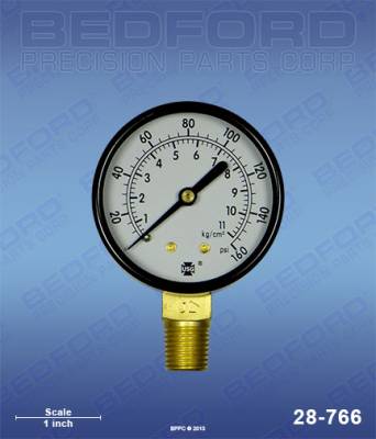 Bedford - BEDFORD - GAUGE, 1/4" NPT BTM MNT, 0-160 PSI, 2" - 28-766